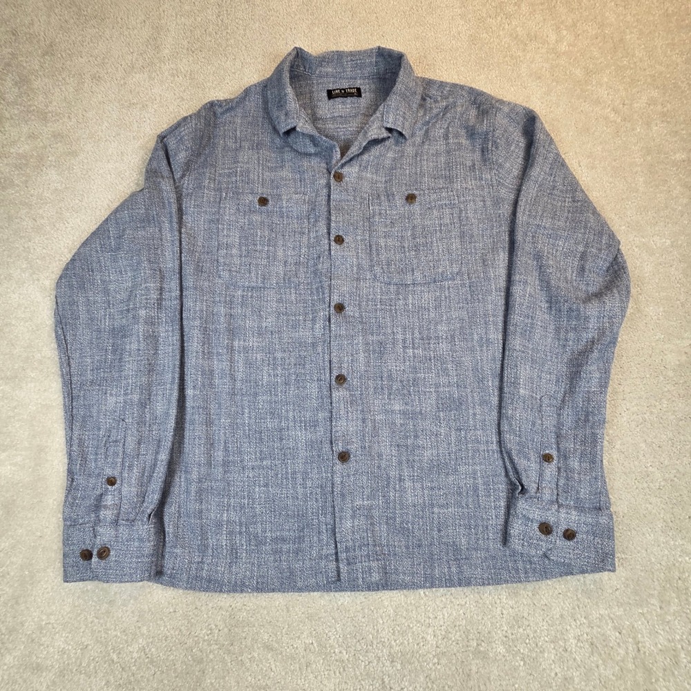 Line of Trade Mens Shirt XL Blue Cotton Flannel Long Sleeve Button Down Workwear